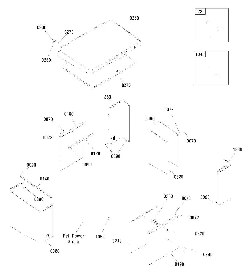 Enclosure Group Diagram and Parts List for 040490-03  Briggs and Stratton Generator